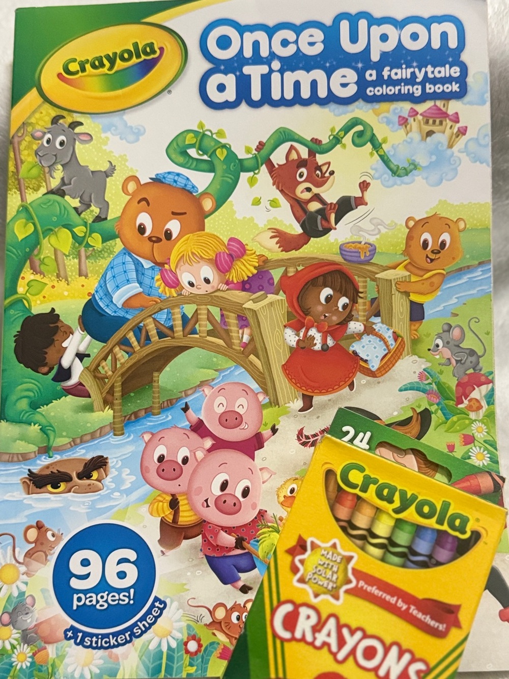 Crayola Once Upon a Time Fairy Tale Coloring Book with 24-Pack Crayons - Multi